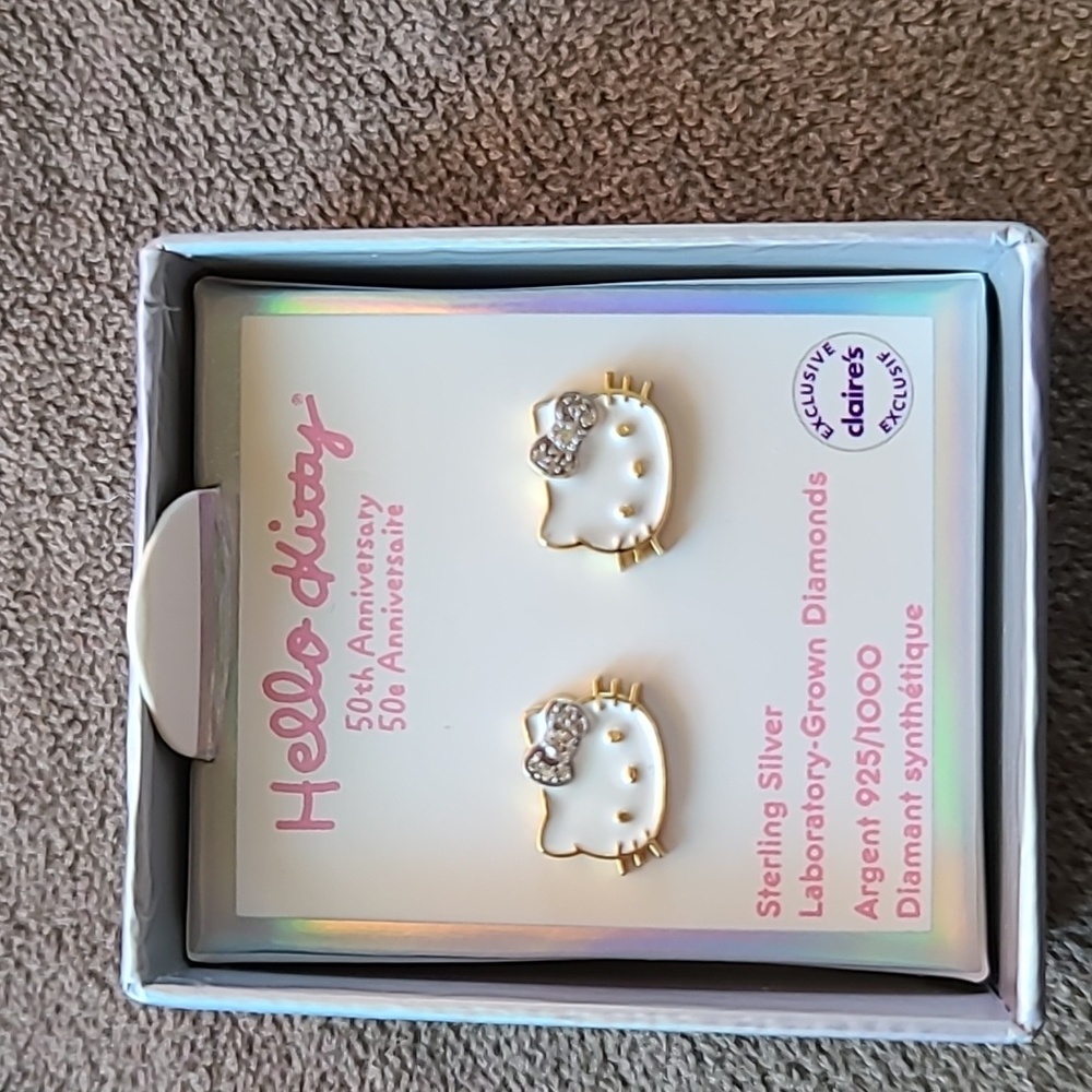 Hello kitty 50th Anniversary sterling silver diamond earrings